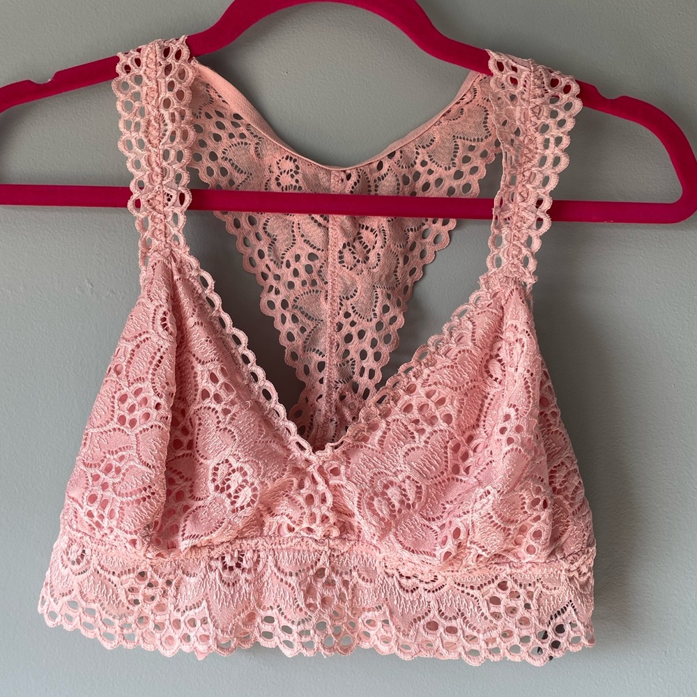 Aerie lace bralette - Racerback pink bra floral
